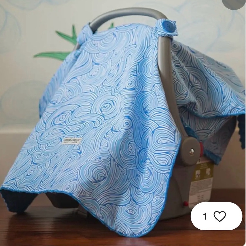Canopy Couture Infant Car Seat Cover in Blue Swirl Pattern